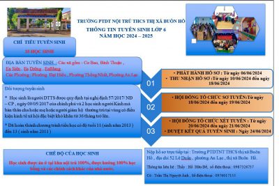 Thông báo tuyển sinh năm học 2024-2025 của Trường PTDTNT THCS thị xã Buôn Hồ